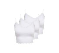 T-Shirt ONLY "T-Shirt ONLVICKY LACE SEAMLESS CROPPED TOP 3P 3er Pack", Damen, Gr. S/M, weiß, Obermaterial: 92% Polyamid PA. 8% Elasthan EL., Shirts T-Shirt (91041543-SM) weiß