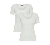 T-Shirt OXMO "T-Shirt OXIsan", Damen, Gr. S, weiß (lgm, lgm), Obermaterial: 95% Baumwolle CO. 5% Elasthan EL., Shirts T-Shirt (68717165-S) lgm, lgm