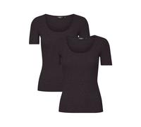 OXMO OXIsan Damen 2er-Pack T-Shirt Shirt Kurzarm Basic mit Rundhals Baumwollmischung elastisch Mulitpack Slim fit, Größe:XXL, Farbe:Black/Black (204039)