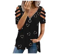 t-Shirt Papa T-Shirts für Damen Kurzarm Schulterfreie Oberteile Damen Sommer Tops Blusen Basic Shirt Einfarbig Tops M