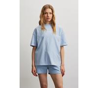 T-Shirt PEGADOR "ARENDAL LOGO HEAVY OVERSIZED TEE", Damen, Gr. L, washed ocean blau weiß, Jersey, Obermaterial: 100% Baumwolle, bedruckt, oversize normal, Rundhals, Shirts T-Shirt (28983966-L) washed