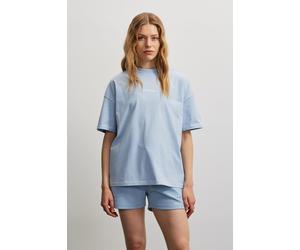 T-Shirt PEGADOR "ARENDAL LOGO HEAVY OVERSIZED TEE", Damen, Gr. M, washed ocean blau weiß, Jersey, Obermaterial: 100% Baumwolle, bedruckt, oversize normal, Rundhals, Shirts T-Shirt (28983966-M) washed 