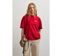 T-Shirt PEGADOR "RAUMA HEAVY OVERSIZED TEE", Damen, Gr. M, washed scarlet rot, Jersey, Obermaterial: 100% Baumwolle, bedruckt, oversize normal, Rundhals, Shirts T-Shirt (83257449-M) washed scarlet rot