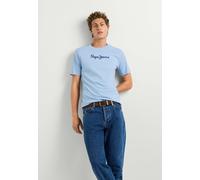 T-Shirt PEPE JEANS "basic t-shirt EGGO N", Herren, Gr. XL, blau (soho blau), 100% Baumwolle, Shirts T-Shirt (48447604-XL) soho blau