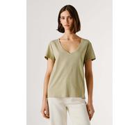 T-Shirt PEPE JEANS "basic t-shirt MEGAN V-NECK", Damen, Gr. XS, beige (light khaki grün), 50% Baumwolle, 50% Leinen, Shirts T-Shirt (86240937-XS) light khaki grün