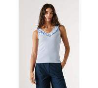 T-Shirt PEPE JEANS "basic t-shirt MILLIE", Damen, Gr. XL, blau (oxford blau), 48% Baumwolle, 47% Modal, 5% Elasthan, Shirts T-Shirt (36863902-XL) oxford blau