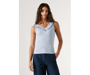 T-Shirt PEPE JEANS "basic t-shirt MILLIE", Damen, Gr. XL, blau (oxford blau), 48% Baumwolle, 47% Modal, 5% Elasthan, Shirts T-Shirt (36863902-XL) oxford blau