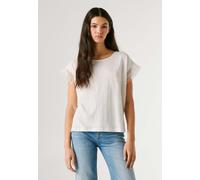 T-Shirt PEPE JEANS "basic t-shirt NAIN", Damen, Gr. M, weiß, 100% Baumwolle, Shirts T-Shirt (60915408-M) weiß