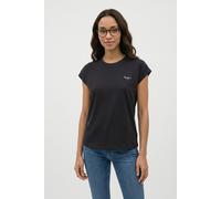 T-Shirt PEPE JEANS "BLOOM", Damen, Gr. S, schwarz, Single Jersey, Obermaterial: 100% Baumwolle, bedruckt, unifarben, slim fit hüftlang, Rundhals, abgesteppte Kante, Shirts T-Shirt, im Slim Fit, Rundha