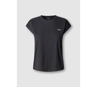 T-Shirt PEPE JEANS "BLOOM", Damen, Gr. XL, schwarz, Single Jersey, Obermaterial: 100% Baumwolle, bedruckt, unifarben, slim fit hüftlang, Rundhals, abgesteppte Kante, Shirts T-Shirt, im Slim Fit, Rundh