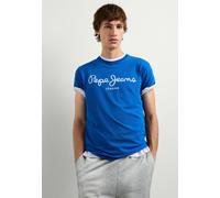 T-Shirt PEPE JEANS "einfaches T-Shirt PJL73 ORIGINAL STRETCH N", Herren, Gr. S, blau (electric blau), 95% Baumwolle, 5% Elasthan, Shirts T-Shirt (82847422-S) electric blau