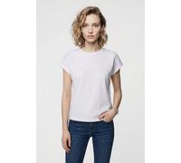 T-Shirt PEPE JEANS "MINA", Damen, Gr. XL, weiß, Jersey, Obermaterial: 100% Baumwolle, unifarben, hüftlang, Rundhals, abgesteppte Kante, Shirts T-Shirt, mit floraler Lochstickerei (72758154-XL) weiß
