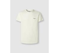 T-Shirt PEPE JEANS "ORIGINAL BASIC 3N", Damen, Gr. S, sanftes weiß, Jersey, Obermaterial: 95% Baumwolle, 5% Elasthan, bedruckt, unifarben, slim fit normal, Rundhals, abgesteppte Kante, Shirts T-Shirt