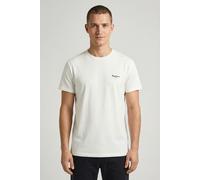 T-Shirt PEPE JEANS "ORIGINAL BASIC 3N", Damen, Gr. L, sanftes weiß, Jersey, Obermaterial: 95% Baumwolle, 5% Elasthan, bedruckt, unifarben, slim fit normal, Rundhals, abgesteppte Kante, Shirts T-Shirt