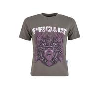 T-Shirt PEQUS "PEQUS PEQUS Fitted Medusa Graphic T-shirt", Damen, Gr. L, grau, 100% Baumwolle, bedruckt, normal, Rundhals, Shirts T-Shirt (37553900-L) grau