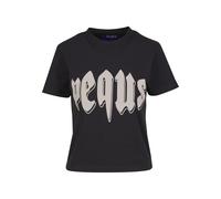 T-Shirt PEQUS "PEQUS PEQUS Fitted Outlined Mythic Logo T-shirt", Damen, Gr. S, schwarz, mushroom, 100% Baumwolle, bedruckt, normal, Rundhals, Shirts T-Shirt (54231856-S) schwarz, mushroom