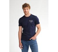 T-Shirt PETROL INDUSTRIES, Herren, Gr. XL, blau (deep capri), Jersey, Obermaterial: 100% Baumwolle, unifarben, regular fit normal, Rundhals, gerader Abschluss, Shirts T-Shirt, mit Logo Schriftzug (202
