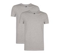 T-Shirt PETROL INDUSTRIES "Men Body Fit V-Neck - 2PACK", Jungen, Gr. M (38), light grau melee, Jersey, Obermaterial: 90% Baumwolle, 10% Viskose, körpernah normal, V-Ausschnitt, Shirts T-Shirt, Auch id