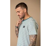 T-Shirt PETROL INDUSTRIES "Men T-Shirt", Herren, Gr. L (40), oil grün, Jersey, Obermaterial: 48% Baumwolle, 48% Polyester, 4% Elasthan, gestreift, regular fit normal, Rundhals, Shirts T-Shirt, mit Log
