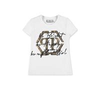 T-Shirt PHILIPP PLEIN "Kurzarm-Rundhals-T-Shirt", Damen, Gr. 14, weiß (01, weiß), Obermaterial: 95% Baumwolle, 5% Elasthan, Shirts T-Shirt (18514858-14) 01, weiß