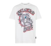 T-Shirt PHILIPP PLEIN "Kurzarm-Rundhals-T-Shirt", Herren, Gr. S, weiß (01, weiß), Stoff: 100% Baumwolle, Shirts T-Shirt (72769728-S) 01, weiß