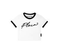 T-Shirt PHILIPP PLEIN "Signature", Damen, Gr. 6, weiß (0102, weiß, schwarz), Stoff: 100% Baumwolle. Besatz: 100% Polyester, Shirts T-Shirt (16870935-6) 0102, weiß, schwarz