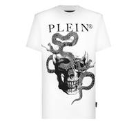 T-Shirt PHILIPP PLEIN "Snake Mit Schmucksteinen", Damen, Gr. 4XL, 01, weiß, Obermaterial: 100% Baumwolle, 100% Glasfaser, Shirts T-Shirt (60273137-4XL) 01, weiß