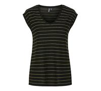 T-Shirt PIECES "PC BILLO", Damen, Gr. L, schwarz (schwarz detail:wide gold lurex), Jersey, Obermaterial: 85% Viskose, 10% metallisierte Fasern, 5% Elasthan, Glitzermuster, bequem hüftlang, Rundhals, S
