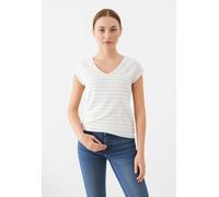 T-Shirt PIECES "PC BILLO", Damen, Gr. XS, weiß (hellweiß detail:wide gold lurex), Jersey, Obermaterial: 85% Viskose, 10% metallisierte Fasern, 5% Elasthan, Glitzermuster, bequem hüftlang, Rundhals, Sh