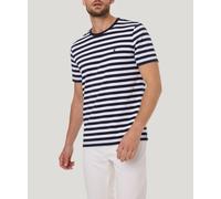 T-Shirt PIERRE CARDIN "T-shirt RH", Damen, Gr. 3XL, blau (salute), Jersey, Obermaterial: 100% Baumwolle, gestreift, regular fit taillenbedeckt, Rundhals, Shirts T-Shirt, mit Streifenmuster (83275125-X