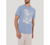 T-Shirt PIERRE CARDIN "T-shirt RH", Damen, Gr. XL, blau (ice water), Jersey, Obermaterial: 100% Baumwolle, bedruckt, regular fit taillenbedeckt, Rundhals, gerader Abschluss, Shirts T-Shirt, mit Front