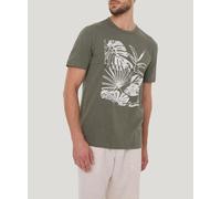 T-Shirt PIERRE CARDIN "T-shirt RH", Herren, Gr. M, grün (dusty olive), Jersey, Obermaterial: 100% Baumwolle, bedruckt, regular fit taillenbedeckt, Rundhals, gerader Abschluss, Shirts T-Shirt, mit Fron