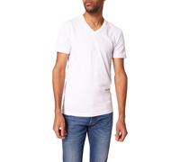 Pierre Cardin T-Shirts Herren Slim Fit Kurzarm V-Ausschnitt Baumwolle Weiß, S