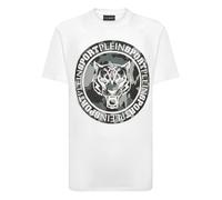 T-Shirt PLEIN SPORT "Carbon Tiger", Herren, Gr. S, schwarz-weiß (0102, weiß, schwarz), Obermaterial: 100% Baumwolle, Shirts (10585352-S) 0102, weiß, schwarz