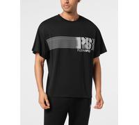 T-Shirt PLEIN SPORT "Logo", Herren, Gr. XL, schwarz-weiß (0201, schwarz, weiß), Obermaterial: 100% Baumwolle, Shirts T-Shirt (91530115-XL) 0201, schwarz, weiß