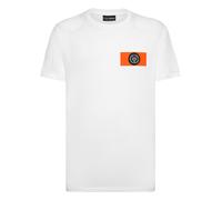 T-Shirt PLEIN SPORT "Kurzarm-Rundhals-T-Shirt", Herren, Gr. 3XL, orange (0120, weiß, orange), Obermaterial: 100% Baumwolle, Shirts T-Shirt (20641612-XXXL) 0120, weiß, orange