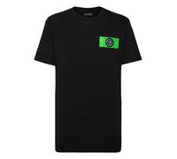 T-Shirt PLEIN SPORT "Rundhals-T-Shirt", Herren, Gr. S, schwarz (02, schwarz), Obermaterial: 70% Polyester, 30% Baumwolle, Shirts T-Shirt (77024800-S) 02, schwarz