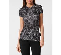 T-Shirt PLEIN SPORT "T-Shirt Slim Fit", Damen, Gr. L, schwarz (02, schwarz), Obermaterial: 95% Polyester, 5% Elasthan, Shirts (53870814-L) 02, schwarz