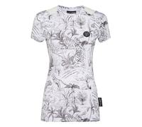 T-Shirt PLEIN SPORT "T-Shirt Slim Fit", Damen, Gr. XL, weiß (01, weiß), Obermaterial: 95% Polyester, 5% Elasthan, Shirts (38338516-XL) 01, weiß