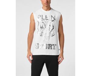 T-Shirt PLEIN SPORT "Tiger", Herren, Gr. 3XL, silber (0170, weiß, silber), Obermaterial: 100% Baumwolle, Shirts T-Shirt (81821101-XXXL) 0170, weiß, silber
