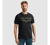 Rundhalsshirt PME LEGEND, Herren, Gr. L, schwarz, Obermaterial: 95% Baumwolle, 5% Elasthan, casual, schmal normal, Rundhals, Kurzarm eingesetzt Bündchen, Shirts, mit Logoprint (31006752-L) schwarz
