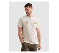 T-Shirt PME LEGEND "Short sleeve r-neck flat waffle jersey", Herren, Gr. XL, beige (egret), Jersey, Obermaterial: 95% Baumwolle, 5% Elasthan, bedruckt, regular fit normal, Rundhals, Shirts T-Shirt, mi