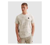 T-Shirt PME LEGEND "Short sleeve r-neck single jersey aop", Herren, Gr. XXL, beige (egret), Jersey, Obermaterial: 100% Baumwolle, regular fit normal, Rundhals, gerader Abschluss, Shirts T-Shirt, mit L