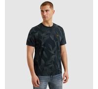 T-Shirt PME LEGEND "Short sleeve r-neck slub jersey aop", Damen, Gr. XXL, grau (salute), Jersey, Obermaterial: 100% Baumwolle, bedruckt, regular fit taillenbedeckt, Rundhals, gerader Abschluss, Shirts