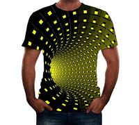 t Shirt Polo Shirts Poloshirt Shirt Top Bluse Herren Mode 3D-Druck Rundhalsausschnitt Kurzarm (L,Gelb)