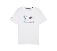 T-Shirt PUMA "BMW M Motorsport Essentials Logo T-Shirt Herren", Herren, Gr. L, weiß, Obermaterial: 100% Baumwolle; Rippe: 80% Baumwolle, 20% Polyester, regular fit, Rundhals, Shirts T-Shirt (75611569-