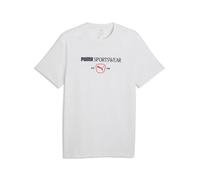T-Shirt PUMA "CLASS GRAPHIC TEE", Herren, Gr. L, weiß (weiß glow heather), Jersey, Obermaterial: 100% Baumwolle, unifarben, regular fit normal, Rundhals, Shirts T-Shirt, Kurzarmdesign, mit Rundhalsaus