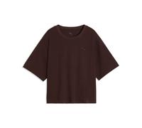 T-Shirt PUMA "CLASS RELAXED GRAPHIC TEE", Damen, Gr. L, braun (chocolate fondue), Jersey, Obermaterial: 100% Baumwolle, unifarben, relaxed fit kurz, Rundhals, Shirts T-Shirt, mit kurzem Schnitt, Kurza