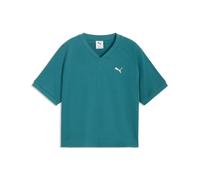 T-Shirt PUMA "CLASS RELAXED PINNACLE TEE", Damen, Gr. S, emerald ice, Netz, Obermaterial: 60% Baumwolle, 40% Polyester, unifarben, relaxed fit normal, Shirts T-Shirt, Kurzarm, für sportliche Aktivität