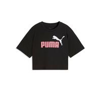 T-Shirt PUMA "ESS 2 COLOR NO. 1 LOGO SHORT LENGTH TEE G", Mädchen, Gr. 140, puma schwarz, wild pink, Jersey, Obermaterial: 100% Baumwolle, bedruckt, relaxed fit kurz, Rundhals, Shirts T-Shirt, für Jug